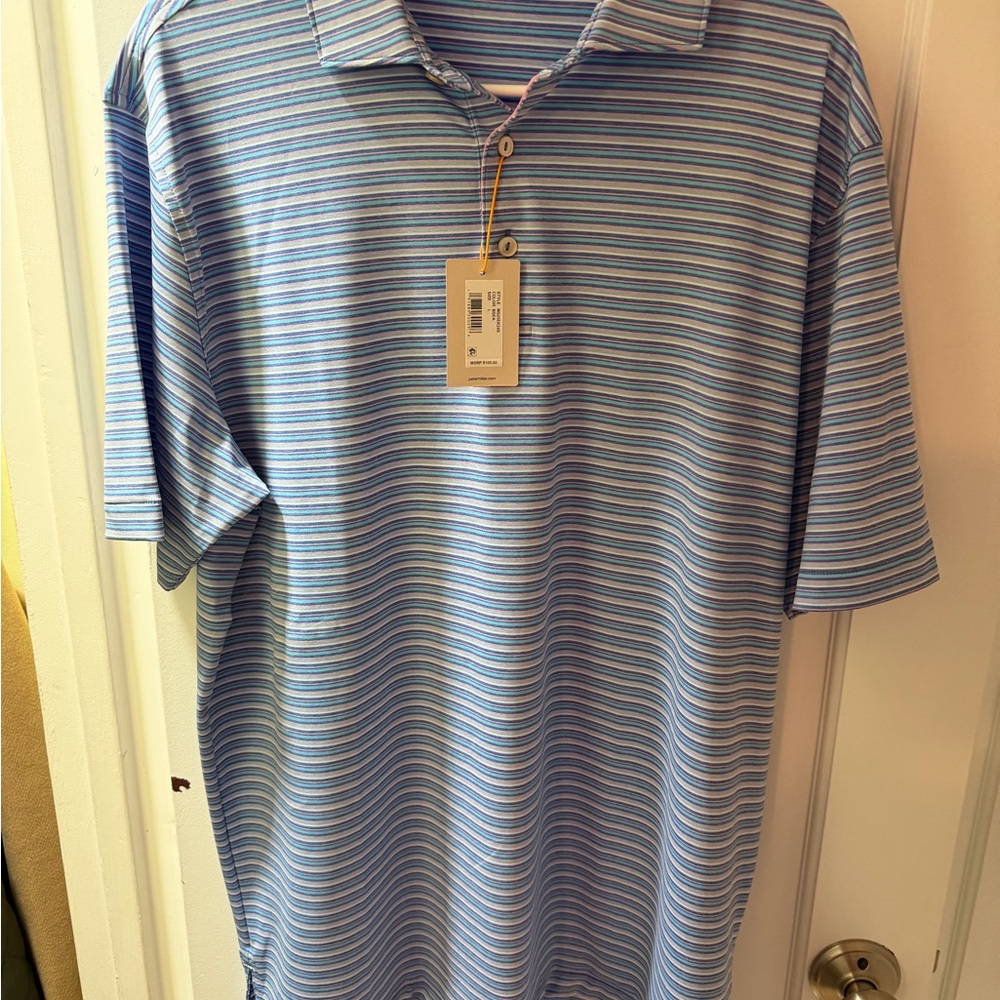 Peter Millar Blue Multi-Stripe Performance Polo N… - image 2